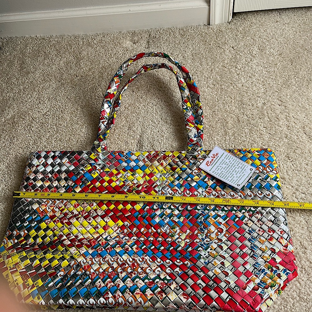 Eco Vie Environmentally Friendly Philippines Recycled Multicolor Braided Tote - Picture 8 of 8